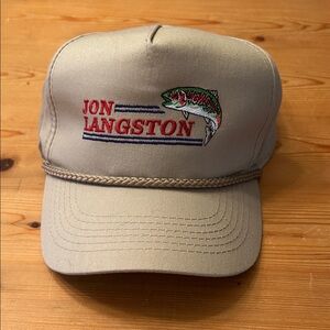 Jon Langston Beige Cap with Fish Embroidery